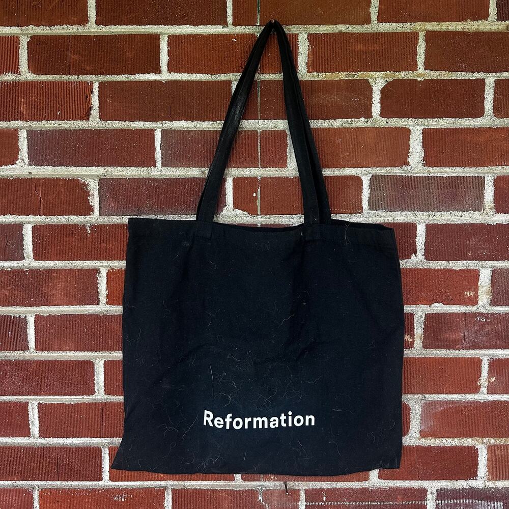 Reformation Black Canvas Logo Tote Bag Shopper Book Bag